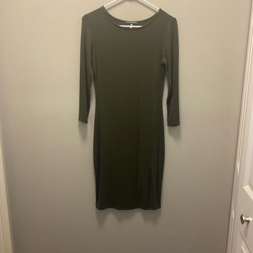 Olive green fitted dress, size S